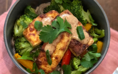 Crispy Sheet Pan Tofu with Spicy Almond Soba