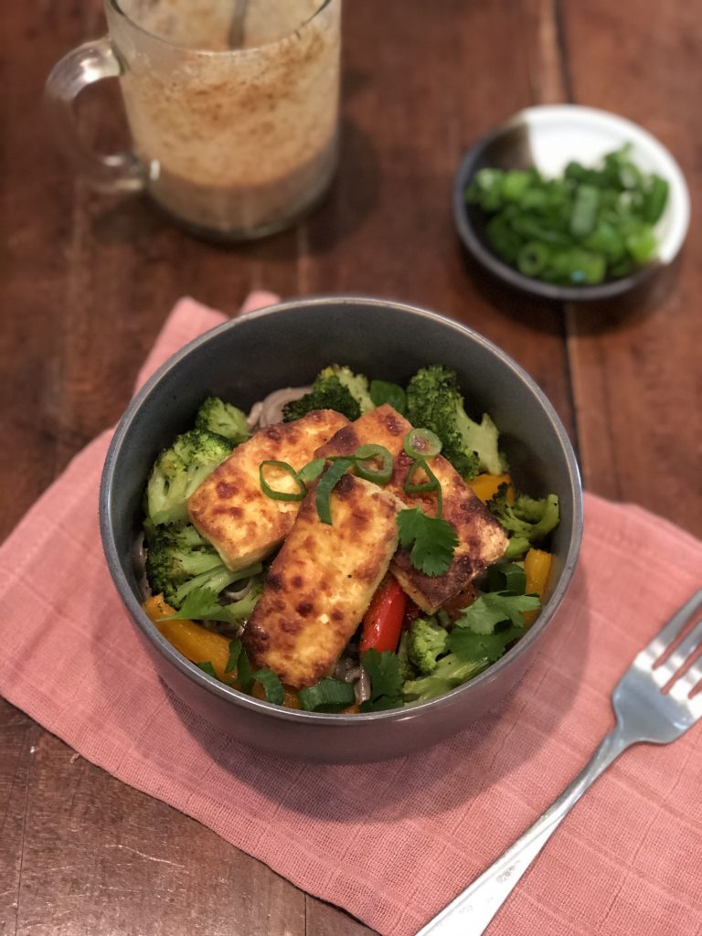 Crispy Sheet Pan Tofu with Spicy Almond Soba - New Morning Market